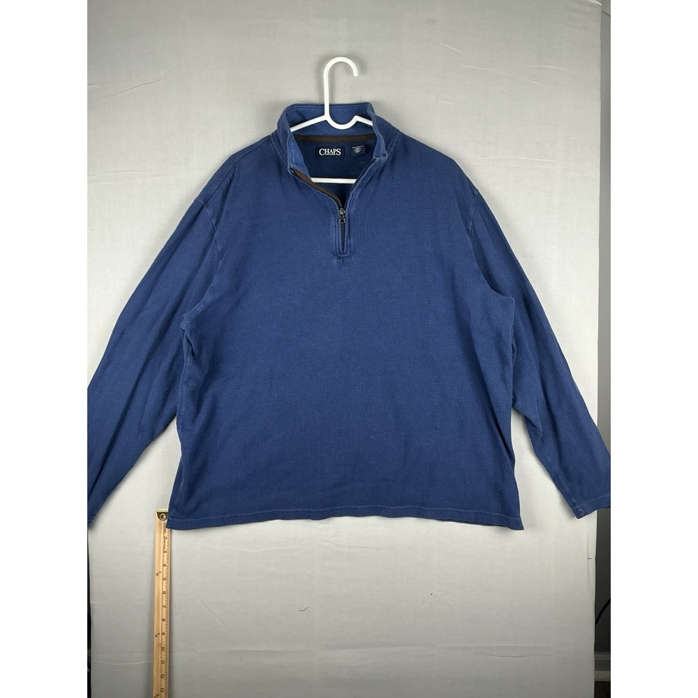 Chaps Ralph Lauren Quarter Zip Sweater Pullover Shirt Blue Size 2XL Men's